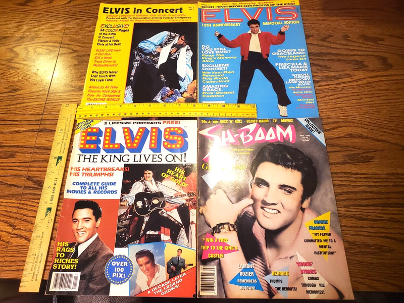 LOT of 4 vintage Elvis Presley fan magazines WITH POSTERS! CLEAN CONDITION, L@@K