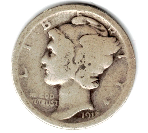 1918 D MERCURY DIME in GOOD condition ~ PLEASE SEE THE SCAN  .stk a-100