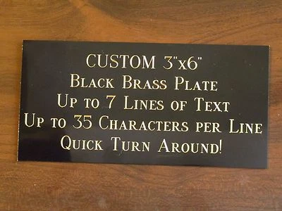 Custom Engraved Plate BRASS 3"x6" Custom Name Plate Plaque Art Label Tag Gift