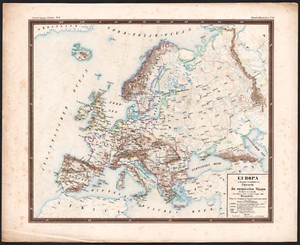 carte europe 1860 1860 Rare carte lithographie L'Europe Vue d'ensemble des pays 