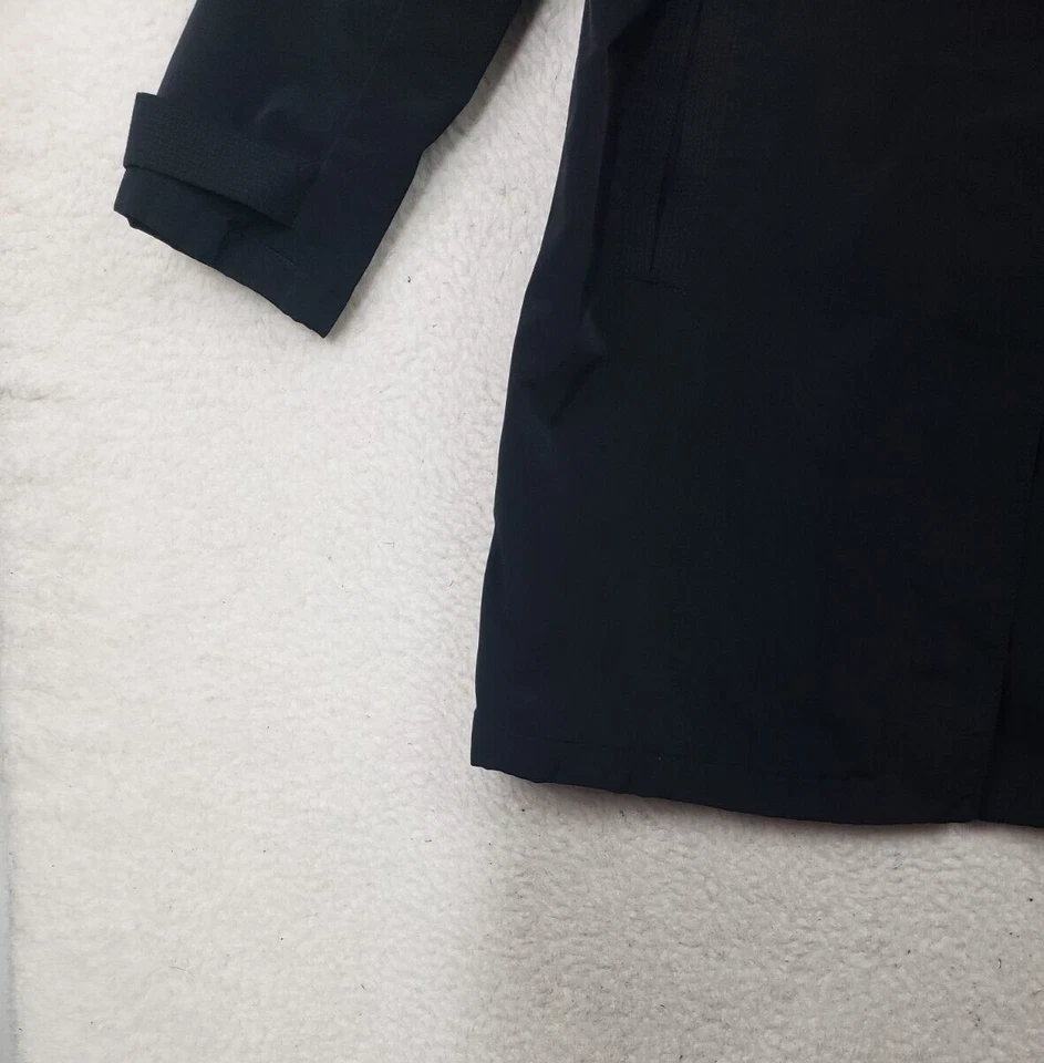 New York Company Women Coat Large Black Poly B Long Sleeve Zip Up Long Overcoat - Image 4 of 4