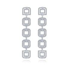 Exquisite Top Quality AAAAA All CZ Cubic Zirconia CZ Wedding Earrings 7cm Long