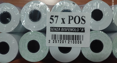 50 ROTOLI TERMICI A.QUALITA POS CASSA 57X20X12 ROTOLINI CARTA OMOLOGATA BANCOMAT - Foto 2 di 3