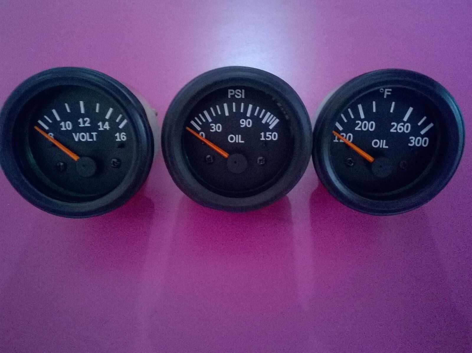 El Gauges 52mm (3pc) Oil Pressure Gauge Oil Temp Gauge Volt Gauge