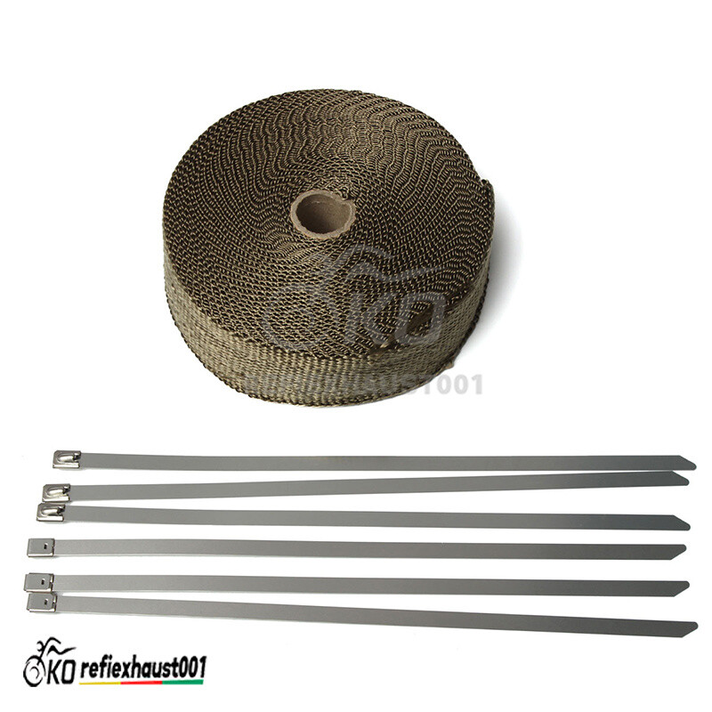 15M Roll Lava Exhaust Manifold Header Pipe Heat Wrap Tape 10 Ties Kit Motorcycle