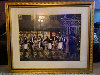 Cafe de la paix by guy buffet 29x36 signed and framed artwork 