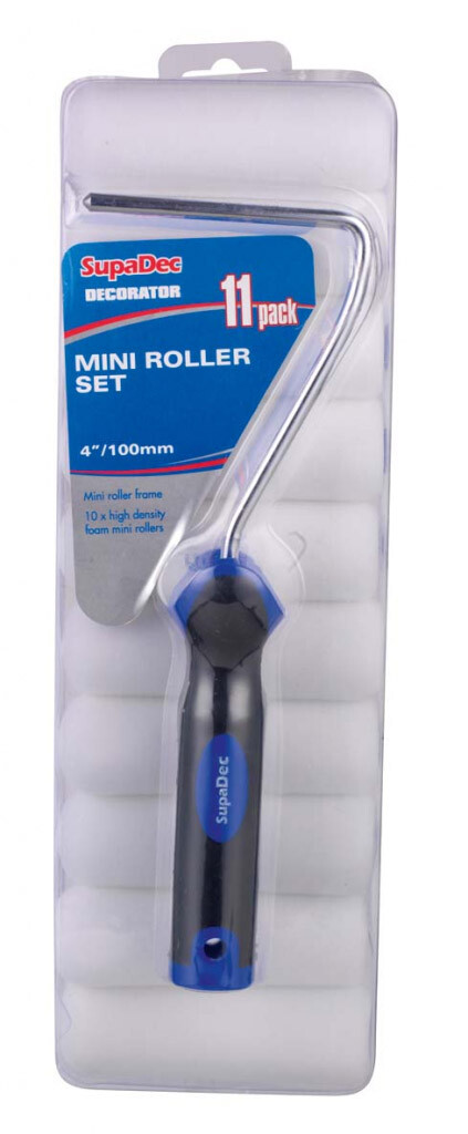 SupaDec High Density Foam Mini Roller Paint Set with Handle - 4""/100mm - 11 Pack
