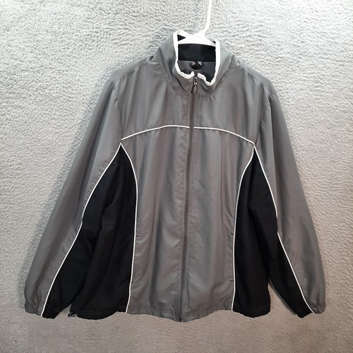 SJB Active Jacket Womens 1X Gray Black Full Zip Running Jogging Gym Sports - Picture 7 of 11