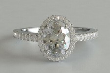 1.98ct Simulated Diamond Ring Halo Accent Solitaire White Gold Plated