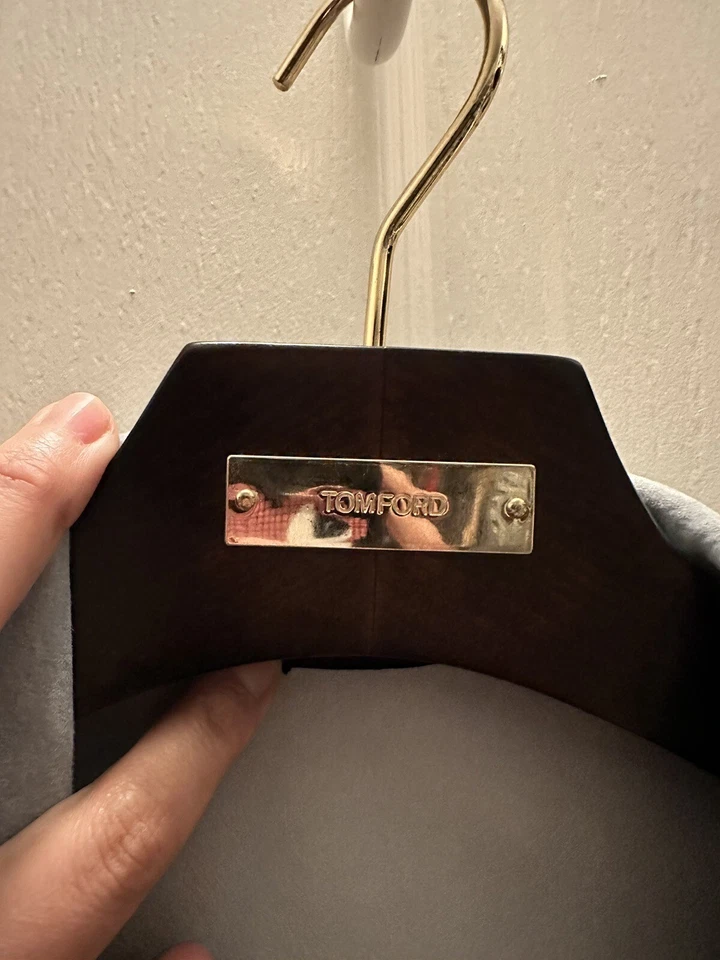 Abrigo Chaqueta Tom Ford Gris Gamuza Cuero Flecos Flecos Medio Western Runway Foto 4 de 4