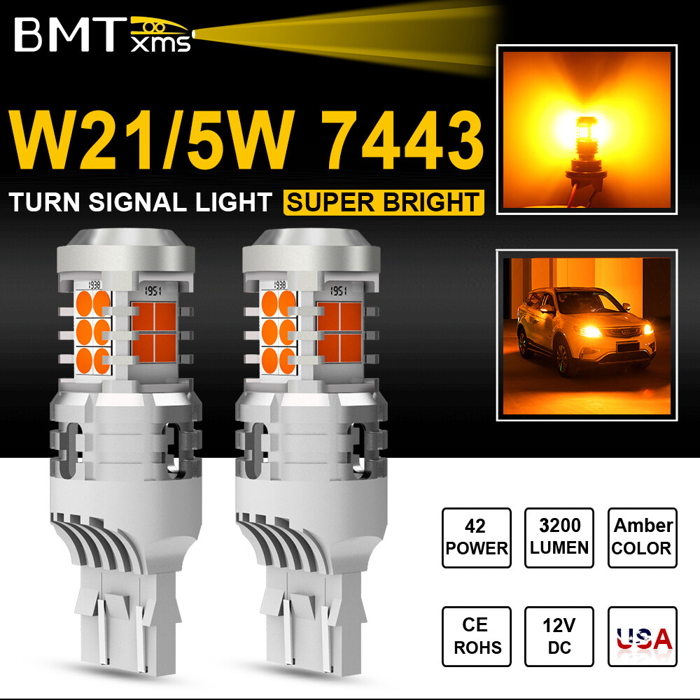 2-Pack 7443 LED Turn Signal Bulbs for 2014-2021 Chevy Silverado 1500 - No Hyper Flash