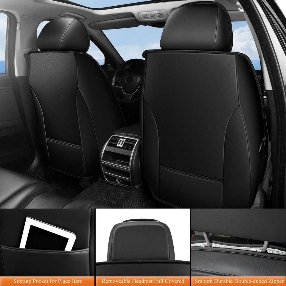 For KIA OPTIMA 2002-2015 Front&Rear Car Seat Covers Faux Leather Full Set Pad Foto 3 de 4