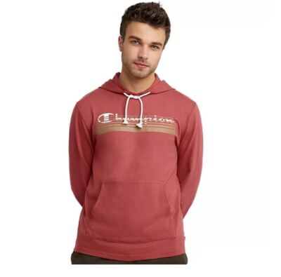 Champion Heavyweight Jersey Hoodie Men's Redwood Red Script Logo Pockets Small S