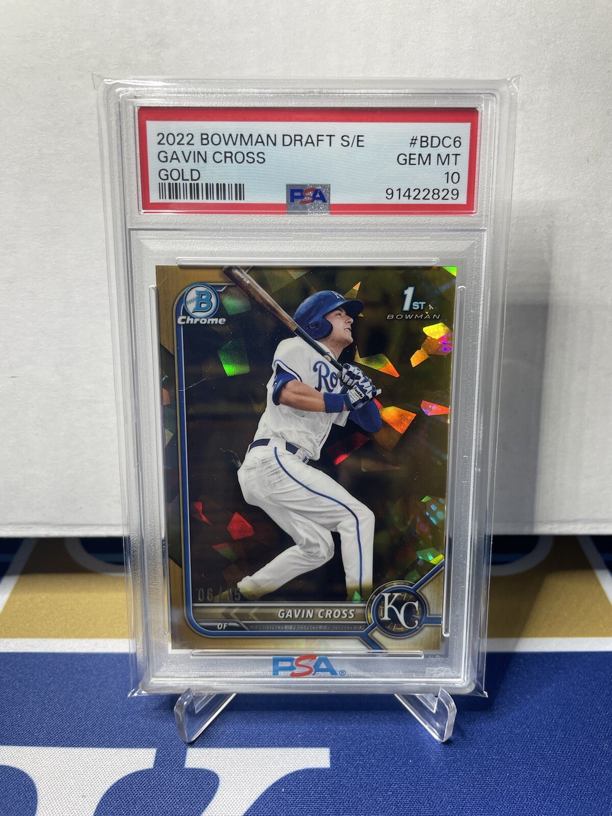 2022 Bowman Chrome Draft Sapphire Edition Gold /15 Gavin Cross #BDC-6 PSA 10