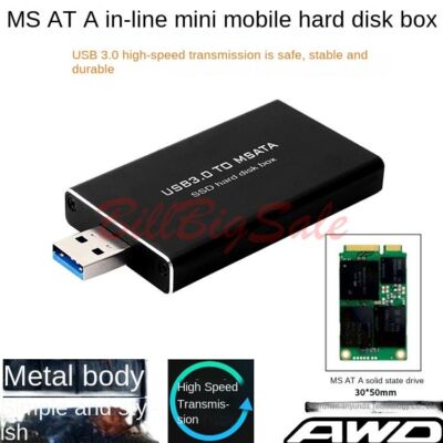 (mSATA USB flash drive) Metal Box USB 3.0 to mSATA SSD Hard Disk Box converter μ