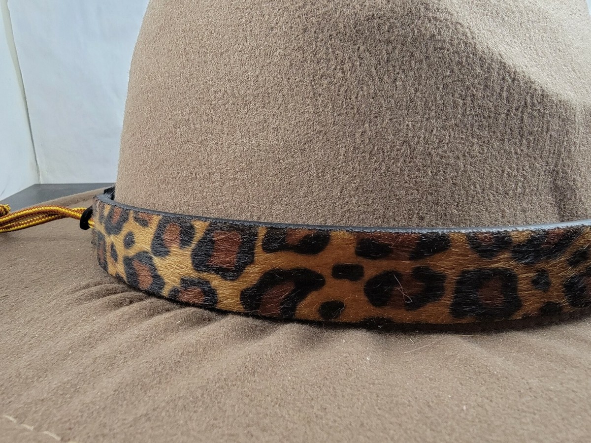 Gorgeous Stylish Animal Print Faux Fur Cowboy Hat Brown White Adjustable NWT Leopard Print Fuzzy Cowboy Hat | Hot Topic main image 3