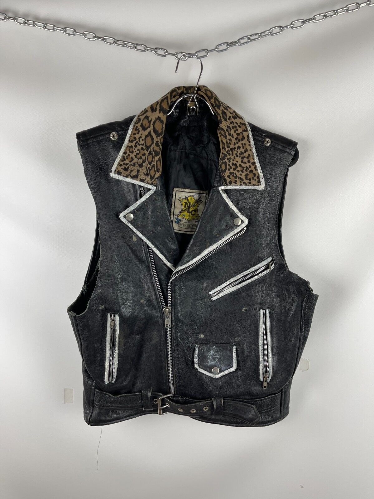 hotel lade Zich afvragen NLC vintage skull custom made hand painted leather jacket vest mens | eBay