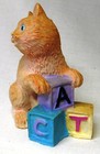 Unbranded Miniature Resin Orange Cat with Alphabet Blocks "C, A, T" — photo 2