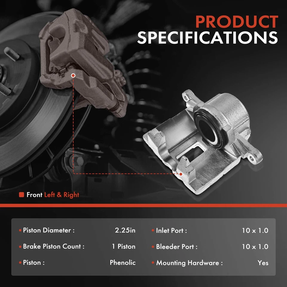 Pair Front Disc Brake Caliper for Chrysler PT Cruiser 2001 2002 2003 2004-2010 - Image 2 of 4
