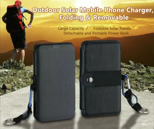 Portable Solar Power Bank Mobile Phone Charger Panel Camping Waterproof Outdoor - Picture 9 of 18