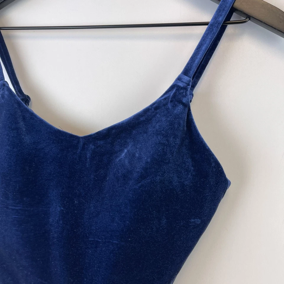 Athleta XS бархатный велюровый укороченный бак Cami синий - Изображение 2 из 4