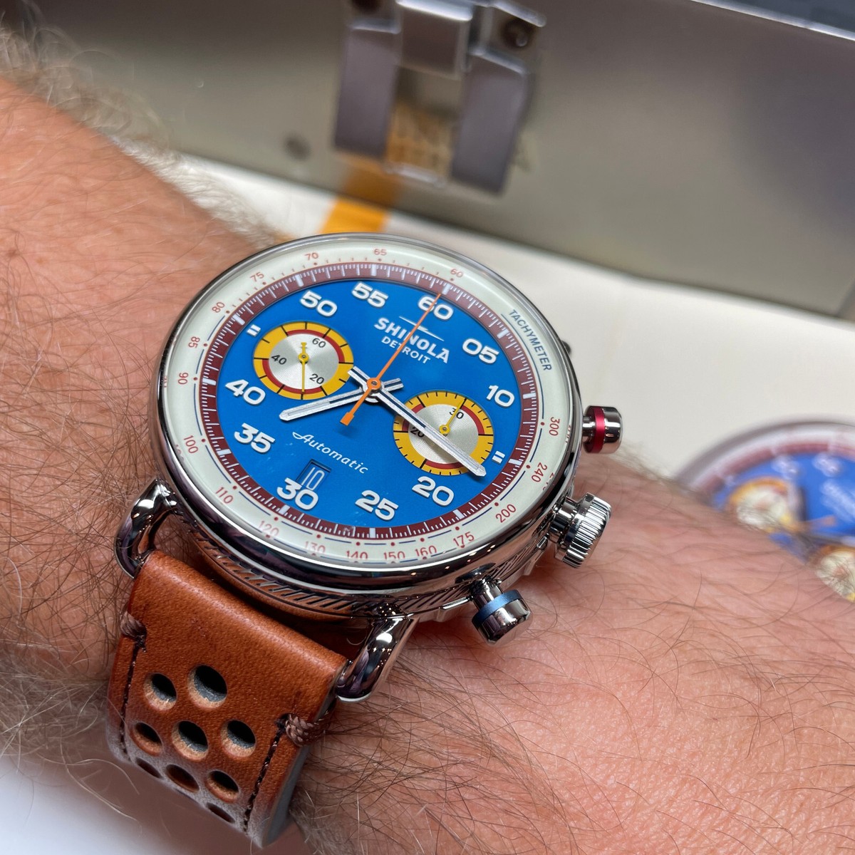 Shinola 44MM Limited Edition Canfield Speedway Blue Watch