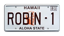 Magnum PI | Ferarri | Tom Selleck | ROBIN-1 | STAMPED Replica Prop License Plate