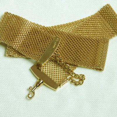 ST JOHN KNITS LOGO 18K TRIPLE PLATE MESH CHAIN BELT 29 display picture 3
