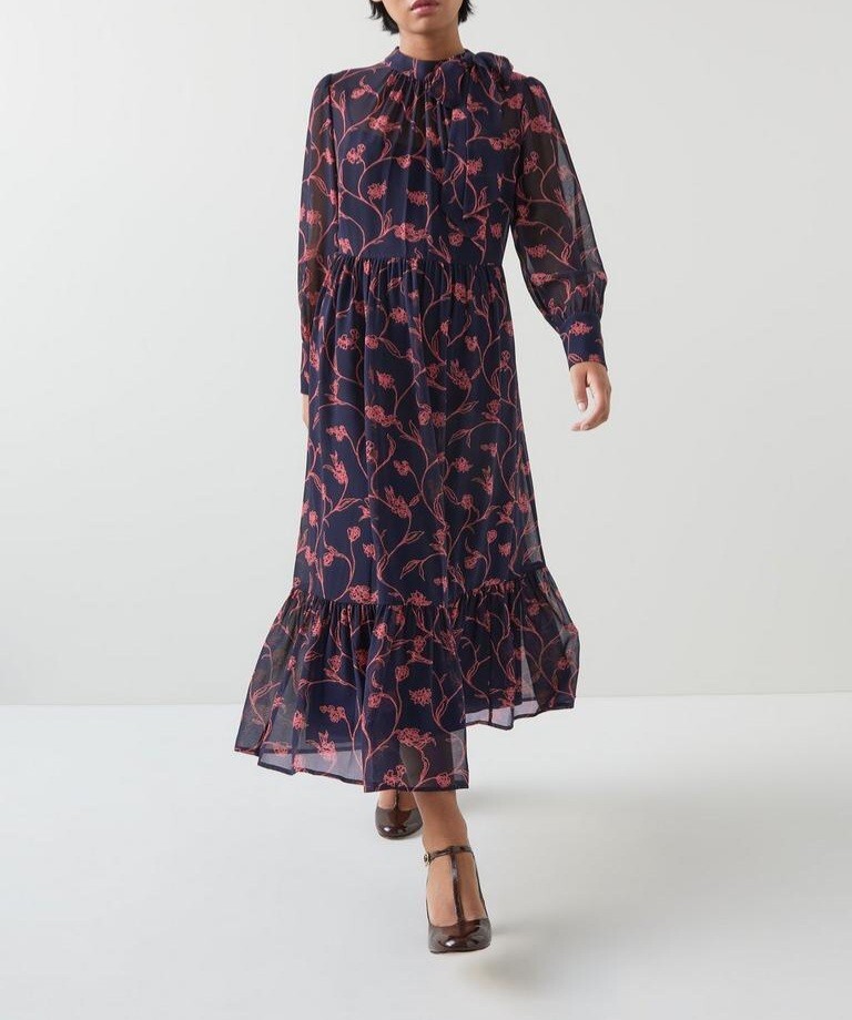 LK BENNETT Selina Petite Navy Dress SIZE UK PETITE