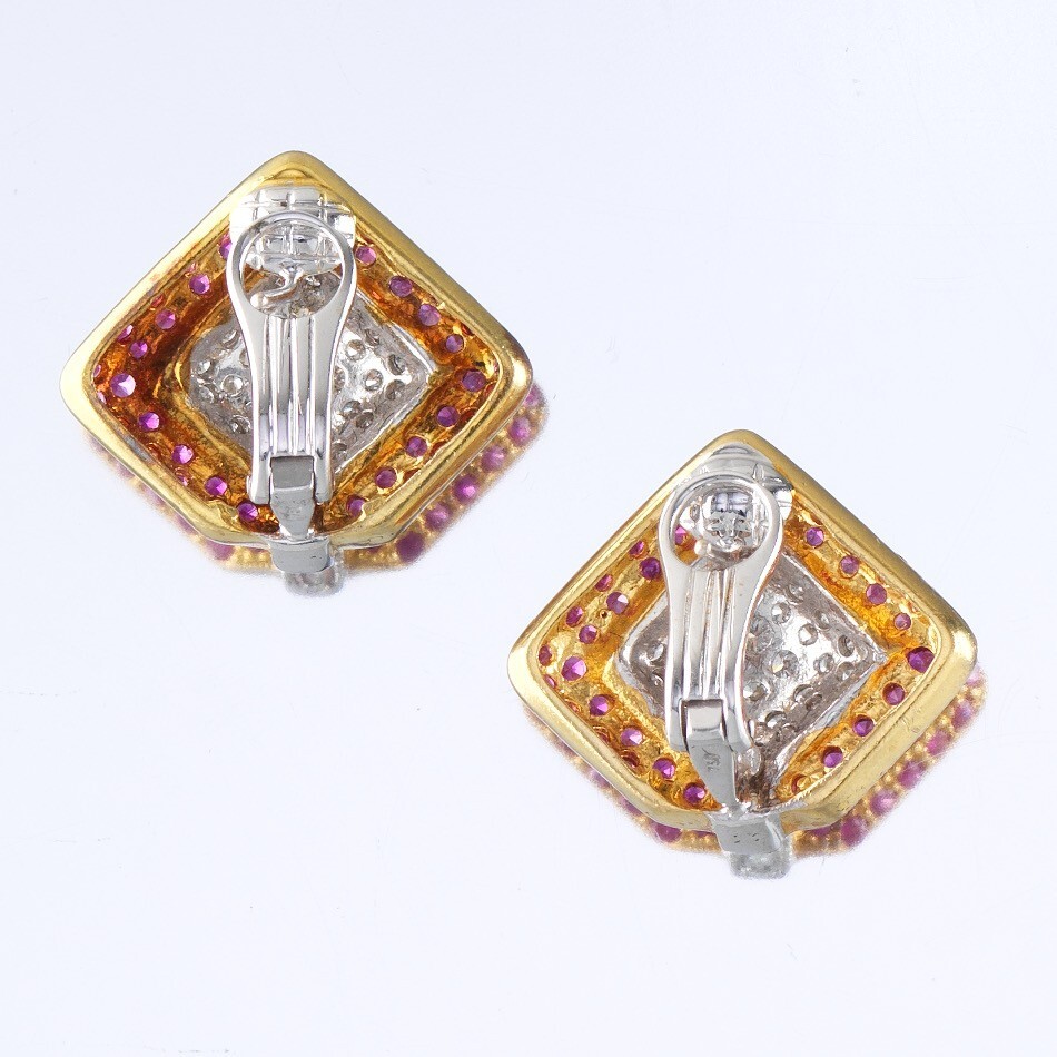 18K ﻿Ruby and Diamond Convertible Back Earrings - image 6
