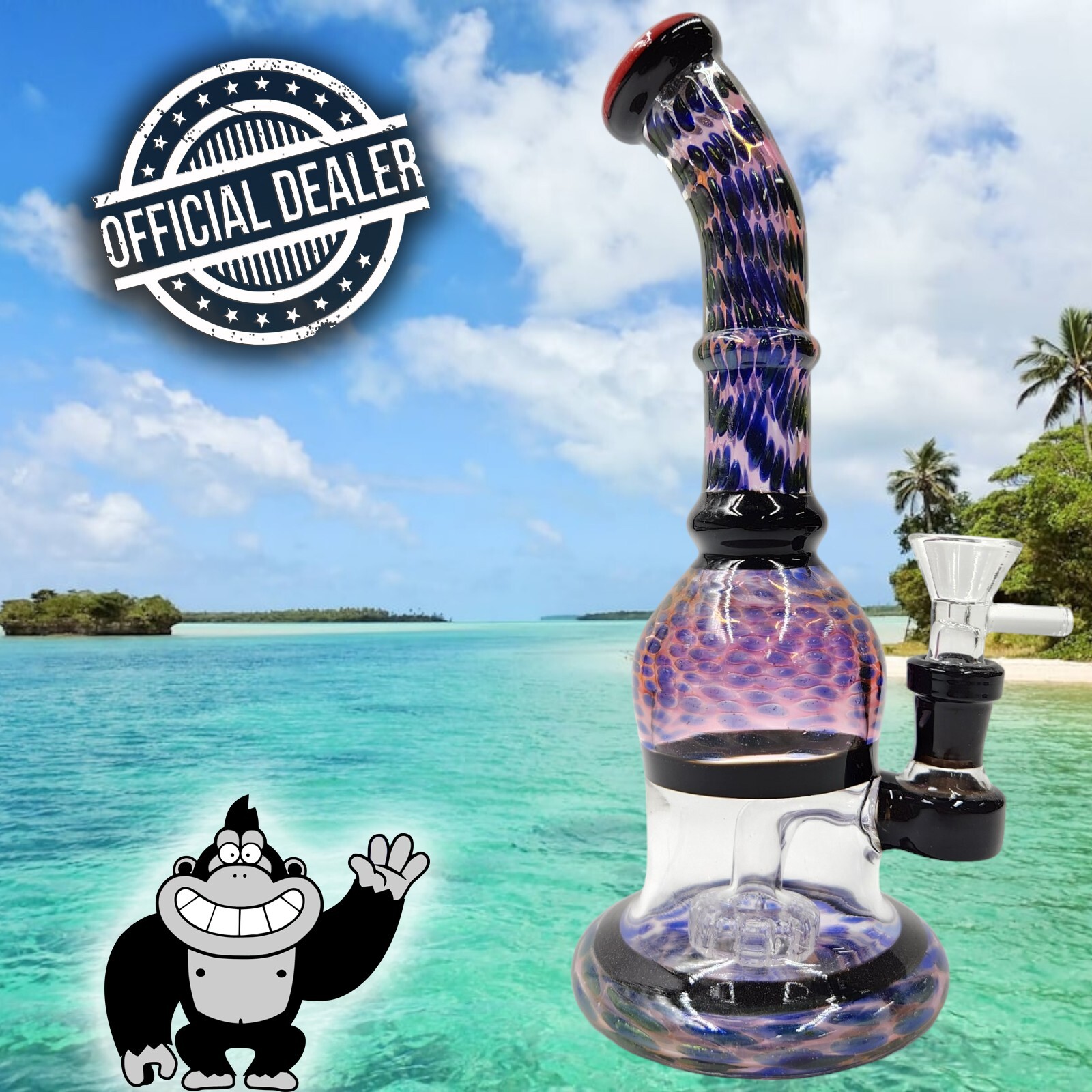 10" Glass Bent Neck Black QUALITY Circ PERCOLATOR Dome Beaker Bong Water Pipe