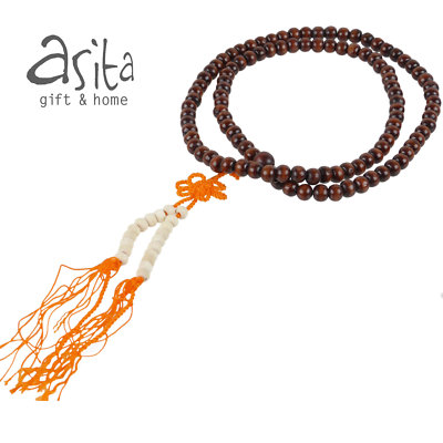 Asita Gift & Home Buddhistische 108 Holz Mala 0,6 mm Perlen Metta Om Aum Meditation