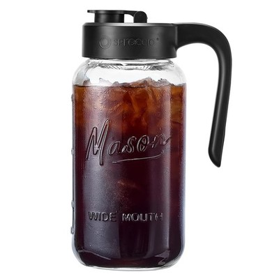 Spreccio Mason Jar Pitcher - Airtight Leakproof Glass Pitcher Lid Perfect For