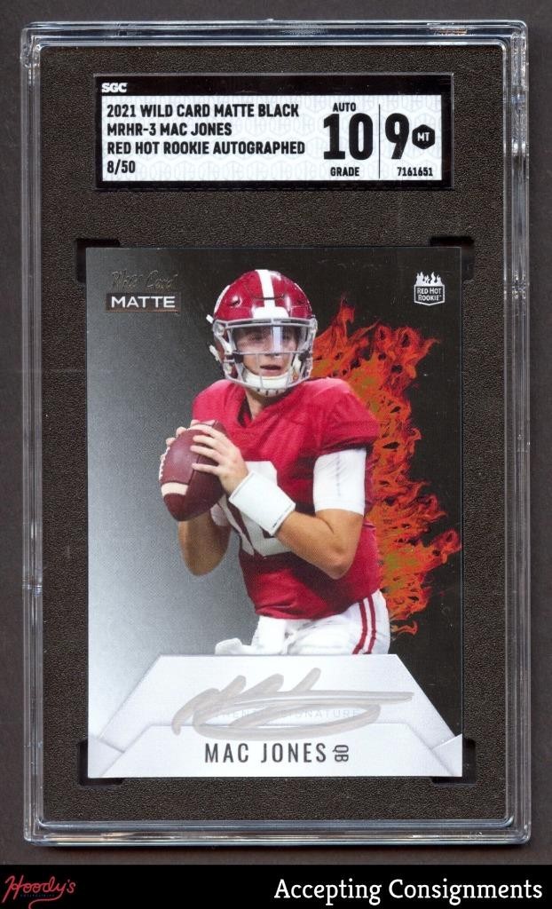 Mac Jones Wild Card Matte Black Premier Edition Red Hot Rookie Autographs #MRHR3 Blue