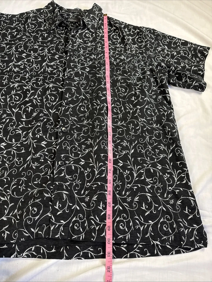 marc edwards silk shirt Floral Black Men Sz XL short sleeve - Image 3 of 4