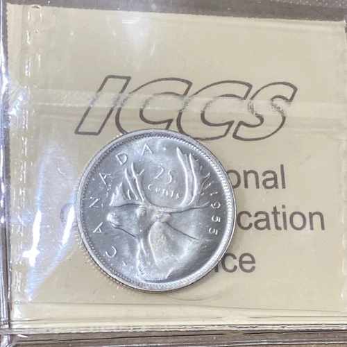 1955  ICCS Graded Canadian, ¢25 Cent, **MS-63**