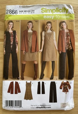 Simplicity Pattern 2866 Jumper Top Jacket Vest Pants Women s/Misses  Sz 20W-28W