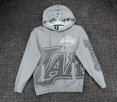 Los Angeles Lakers Hoodie Mens Medium Gray Sweatshirt Graphic Print Logo UNK NBA