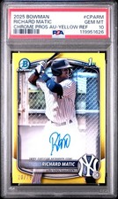 2025 Bowman Richard Matic 1st Chrome Autograph Yellow Refractor /75 PSA 10 (KK