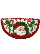Handmade Christmas Latch Hook Santa Half Round Rug Mat Candy Cane Wreath Decor