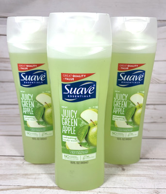 Suave Juicy Green Apple Refreshing Body Wash 15oz (3 Bottles)