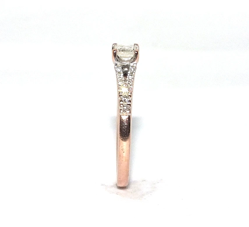 Anillo De Oro Rosa 9ct Con Diamantes 1/3 Ct Talla UK M