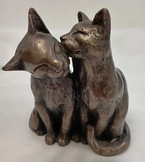 Frith Yum Yum and Friend Bronzed Cat Sculpture Paul Jenkins 15cm Collectible