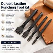 Leather Craft Pricking Iron Set Black Stitching Chisel Punch Tool DIY Kit 3/4mm