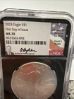 2024 $1 1 oz Silver Eagle NGC MS70 FDOI David Ryder Signature 040233