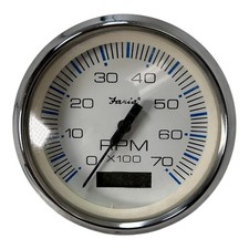 Faria TCH050B, White 4'' Marine Tachometer Gauge 7K RPM (Cosmetic Wear On Lens )