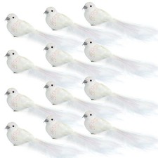 12Pack Artificial Birds Ornaments Handmade Christmas Artificial Dove Birds wi...