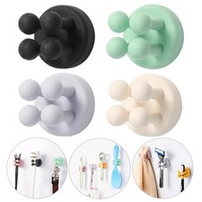 4 Pcs Self Adhesive Silicone Toothbrush Holders Razor Wall Mounted Hook Hanger