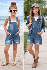 GAP KIDS 1969 Denim Overall Shorts XXL 14/16 Reg. Distressed Summer Jean EUC