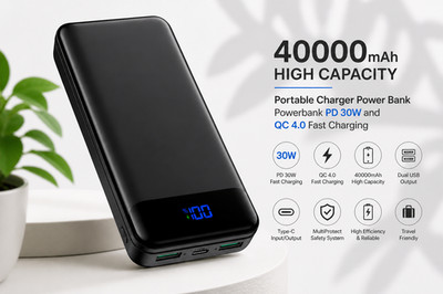 Portable Charge 40000mAh Power Bank PD 30W QC 4.0 Fast charging USB C 